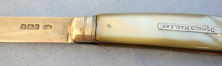  Victorian Silver Bladed Hallmarked 1900-1901 Sheffield Pocket Knife With Mother  Knive