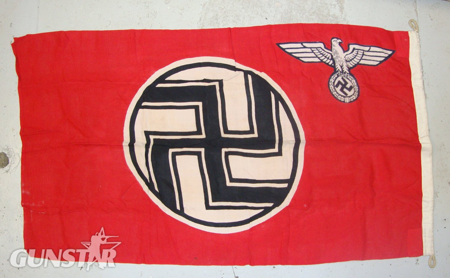  NEW TO COLLECTORS MARKET IN STORAGE SINCE 1960\'s / 70\'s**WW2 Nazi Kriegsmarine ‘E Boat’ Battle Flag With Indistinct Ink Maker & Size Markings. Sn 21385:14  Antique & Militaria