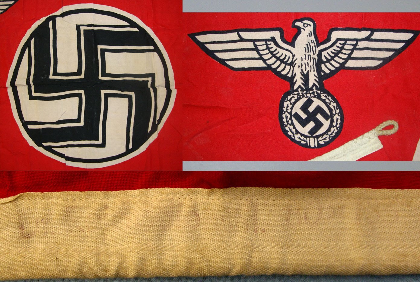 NEW TO COLLECTORS MARKET IN STORAGE SINCE 1960\'s / 70\'s**WW2 Nazi Kriegsmarine ‘E Boat’ Battle Flag With Indistinct Ink Maker & Size Markings. Sn 21385:14  Antique & Militaria