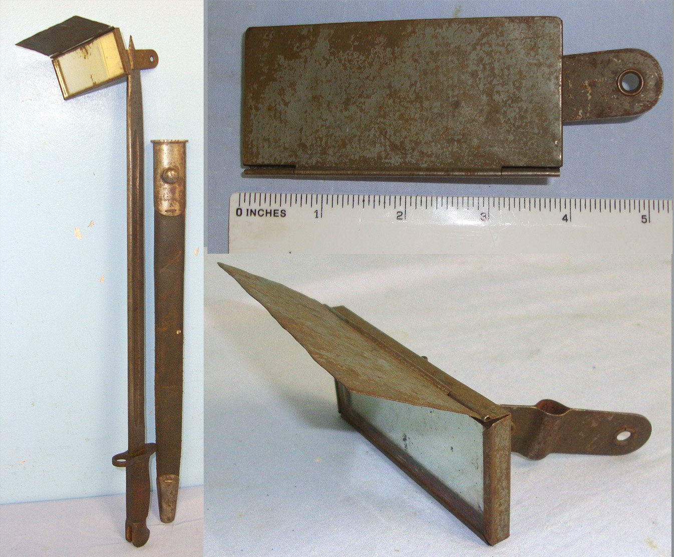 RARE**Original British WW1 Trench Warfare Periscope Mirror Observation Attachment For British Pattern 1907 SMLE Rifle Bayonets. OPT 901  Antique & Militaria