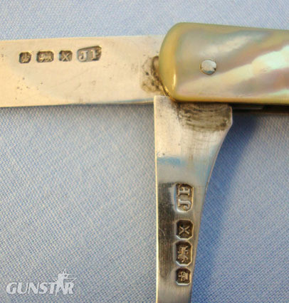  Victorian Silver Two Bladed Hallmarked 1890-1891 Sheffield Pocket Knife With Mot Knive