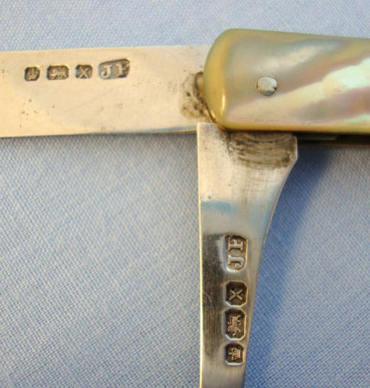  Victorian Silver Two Bladed Hallmarked 1890-1891 Sheffield Pocket Knife With Mot Knive