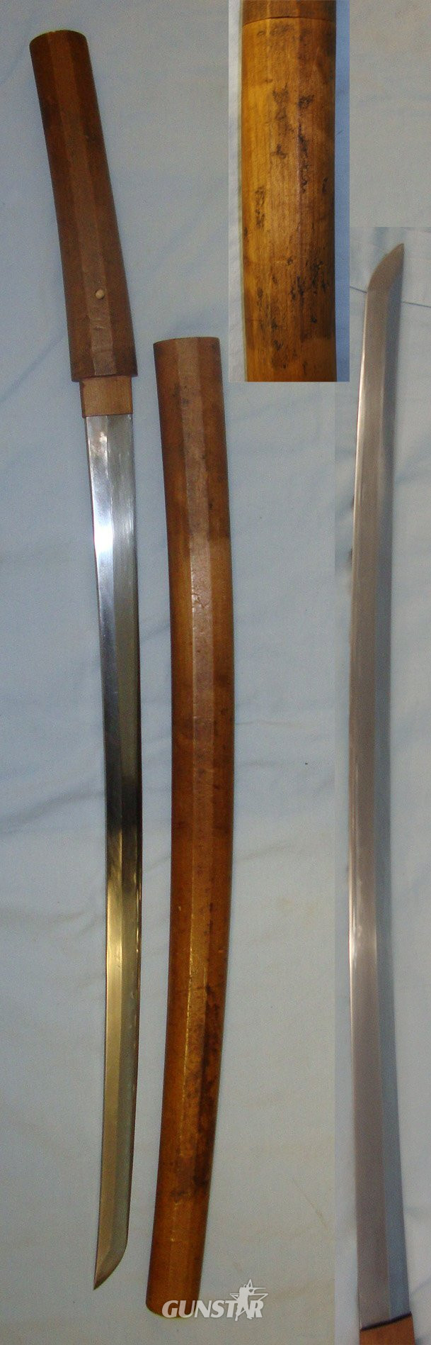  CAPTURED / SURRENDERED U.S. ARMY SOLDIER BRING BACK**WW2 Era 1935-1940’s Japanese Katana Long Sword Blade In Quality Period Protective Honoki Wood Shira Saya Resting Mounts With Ink Signature To ‘E.W. Lusted St Louis’ & Expert Assessment. Sn 21346 Sword