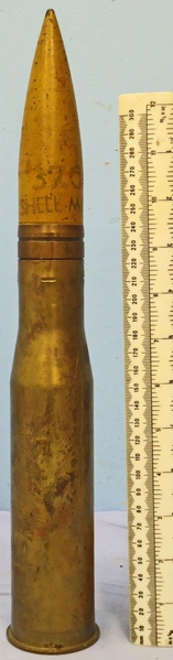 INERT DEACTIVATED. WW2 1942 Dated, Unfired American 37mm M16 (37 x 222R), HE (High Explosive) Base Fused Tank/ Anti-Tank Gun Round. - O 1852 INERT DEACTIVATED. WW2 1942 Dated, Unfired American 37mm M16 (37 x 222R), HE (High Explosive) Base Fused Tank/ Anti-Tank Gun Round. - O 1852  Other Ammunition - {CATEGORY} in 
