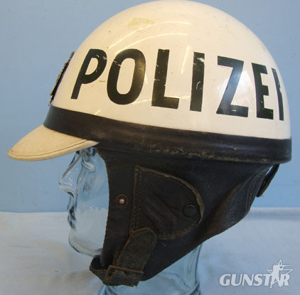 1950\'s-60\'s West German Police 'Polizei' Peaked Police Motorcyclist Helmet By Romer Helm, Si Clothing
