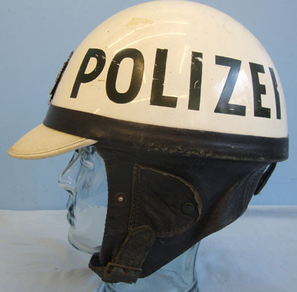 1950\'s-60\'s West German Police 'Polizei' Peaked Police Motorcyclist Helmet By Romer Helm, Si Clothing