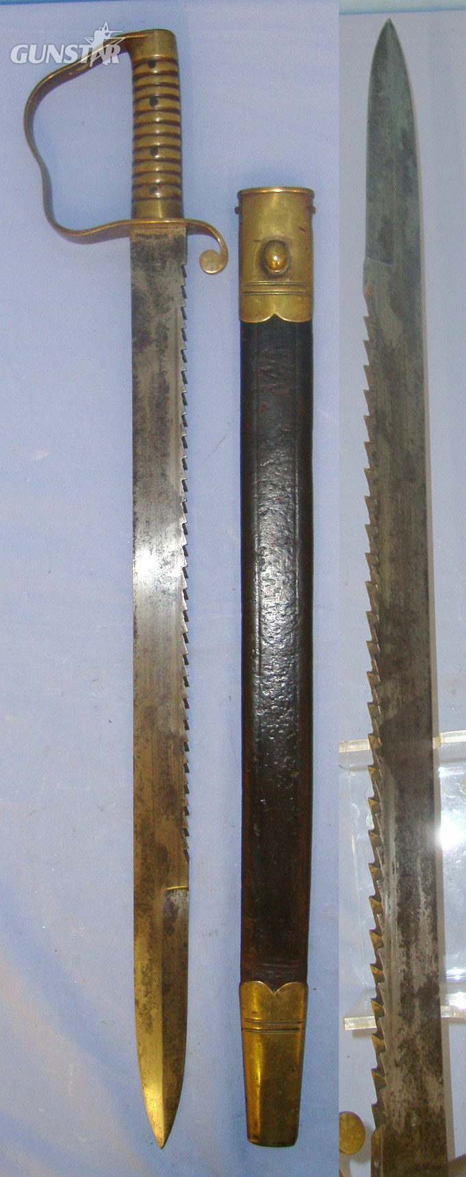 MATCHING DATES**1896 Dated British WD 1856 Pattern Wilkinson London Pioneer’s Sawback Short Sword Sidearm With Brass Hilt & 1896 WD Scabbard. Sn 21062 Sword in 