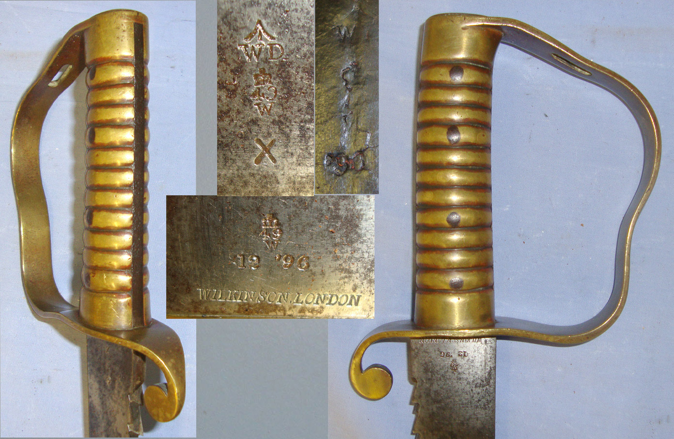 MATCHING DATES**1896 Dated British WD 1856 Pattern Wilkinson London Pioneer’s Sawback Short Sword Sidearm With Brass Hilt & 1896 WD Scabbard. Sn 21062 Sword