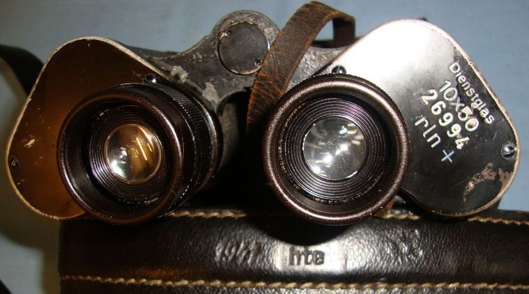 WWII Nazi German, Winter/ Russian Front (Blue Cross) Dienstglas (Service Glass), 10 X 50 Magnification, German Infantry Officer\'s Binoculars By Carl Zeiss, Jena (rln) with WW2 1941 Case by ‘htg’ Duderstadt Plant, Westphalia. Sn 10400:10. WWII Nazi German, Winter/ Russian Front (Blue Cross) Dienstglas (Service Glass), 10 X 50 Magnification, German Infantry Officer's Binoculars By Carl Zeiss, Jena (rln) with WW2 1941 Case by ‘htg’ Duderstadt Plant, Westphalia. Sn 10400:10. Sight & Optic