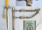 WW2 Era Nazi German "Siegfried Waffen"Trademark Ernst Pack & Söhne, Solingen Luftwaffe 2nd Pattern Officer's Dagger With Bullion Cord, Portepee, Scabbard & Hangers. Sn 23484:101 Knive
