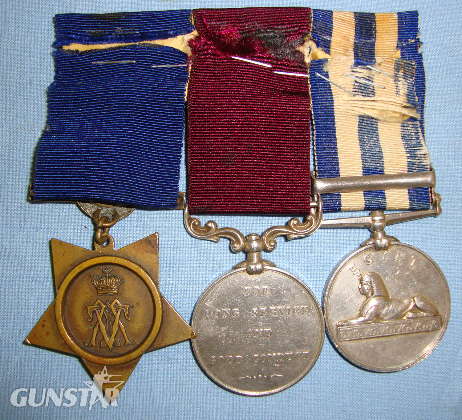  Named Victorian British Medal Trio Egypt 1882-89 Medal With Suakin 1885 Bar, Khedive’s Star 1884-86 Army Long Service & Good Conduct Medal (2nd Type) To Sgt Major M. Mc Inerny Medical Staff Corps With Ribbons Mounted For Wear & Copy Of Staff List. - 160  Other Accessory