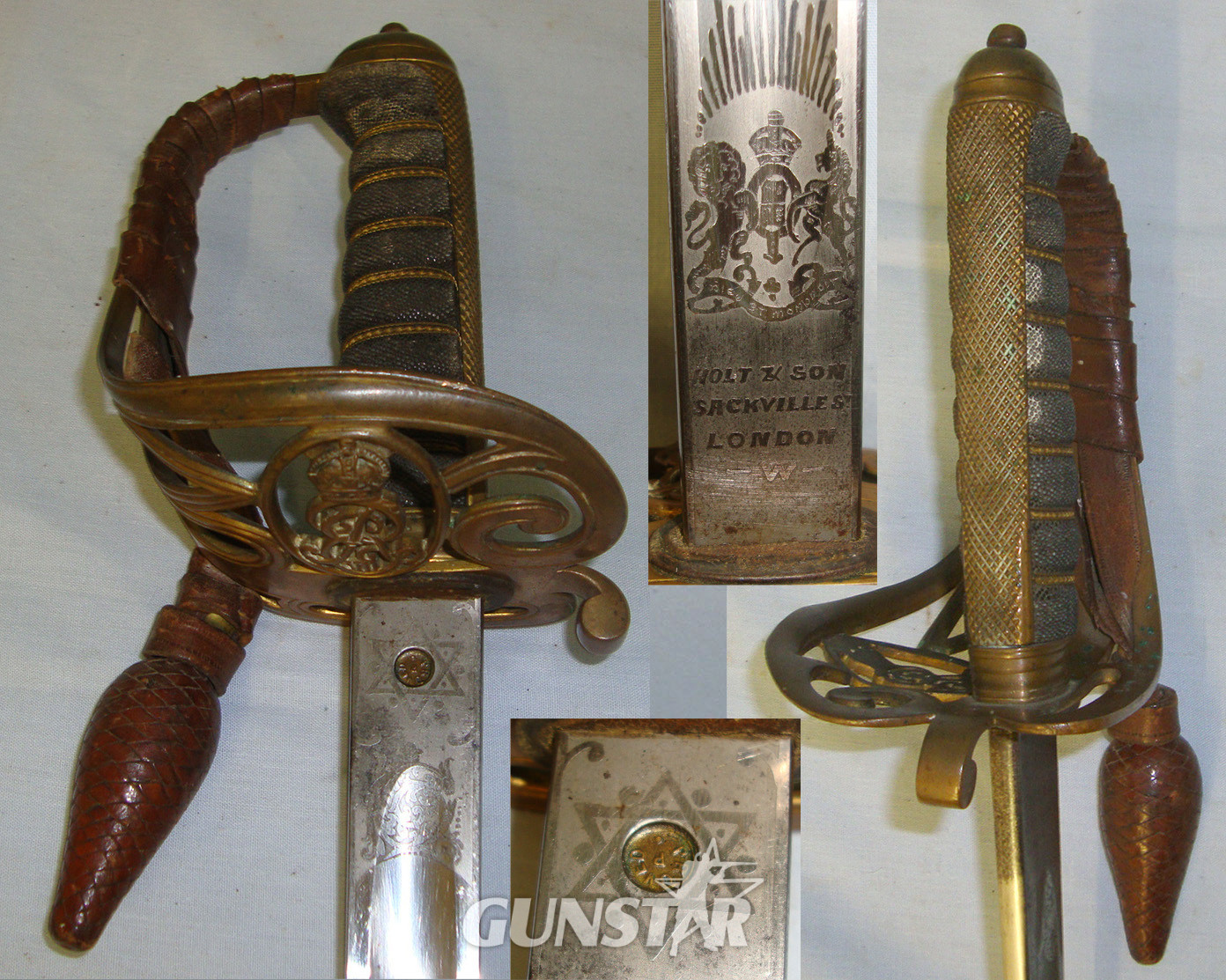 British Edward VII Holt & Sons London 1845 / 1854 Pattern Infantry Officer’s Sword With Etched Blade To The Royal Army Medical Corps (RAMC), Scabbard, Leather Field Combat Cover & Frog. Sn 21227 Sword