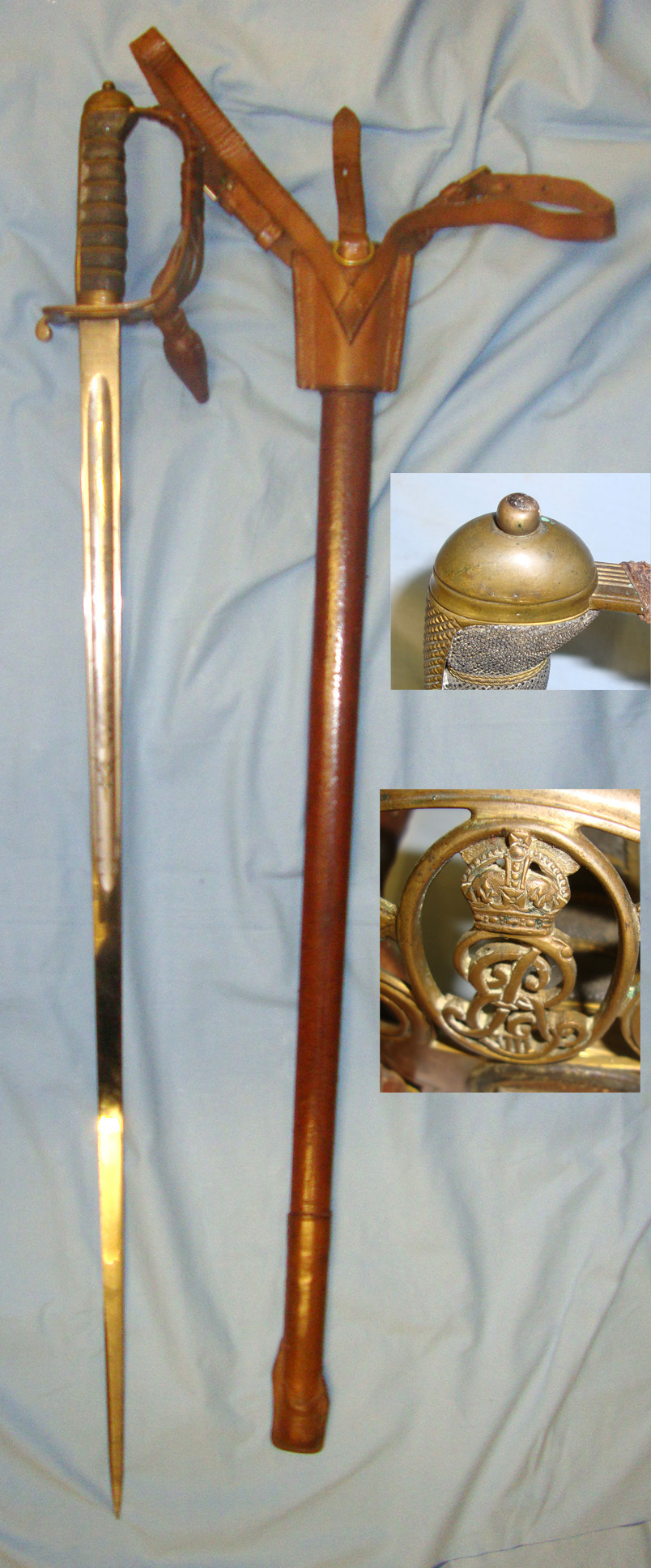  British Edward VII Holt & Sons London 1845 / 1854 Pattern Infantry Officer’s Sword With Etched Blade To The Royal Army Medical Corps (RAMC), Scabbard, Leather Field Combat Cover & Frog. Sn 21227 Sword