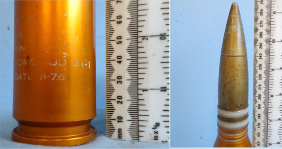  INERT DEACTIVATED. Early 1976 dated Drill Round For American GAU-8 (30x173), 7 B INERT DEACTIVATED. Early 1976 dated Drill Round For American GAU-8 (30x173), 7 B Antique & Militaria