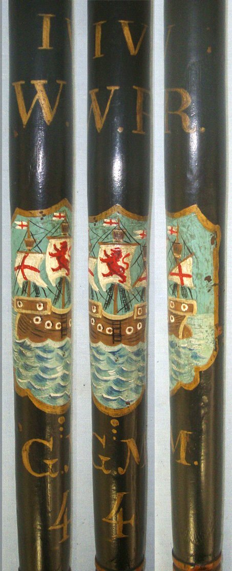 William IV Era 1830-1837 Naval Dockyard Police Hannd Painted Decoration Ebonised Wood Police Truncheon With Collection Number Brass Tag 113**FROM THE GEORGE RALPH LEYLAND COLLECTION OF TRUNCHEONS & TIPSTAFFS** Sn 22810  Antique & Militaria