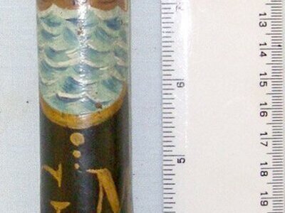 William IV Era 1830-1837 Naval Dockyard Police Hannd Painted Decoration Ebonised Wood Police Truncheon With Collection Number Brass Tag 113**FROM THE GEORGE RALPH LEYLAND COLLECTION OF TRUNCHEONS & TIPSTAFFS** Sn 22810  Antique & Militaria