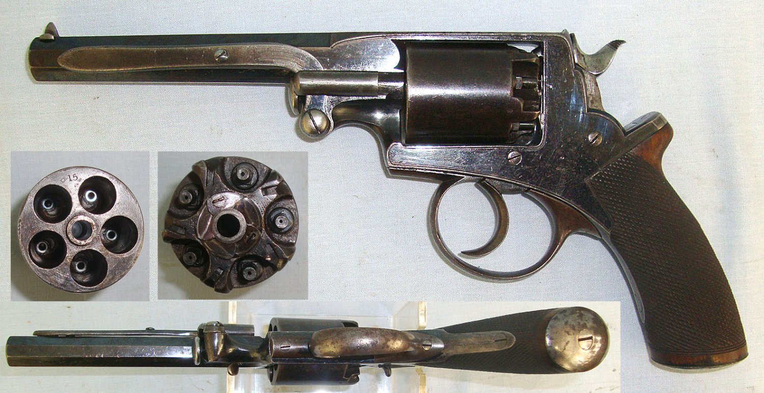  MATCHING NUMBERS**Victorian C1850's George Higham Warrington (Cheshire) Robert Adams, London Patent, 54 Bore  Five Shot Double Action Percussion Revolver. Sn 23270 .54 Cal Muzzleloader Revolver