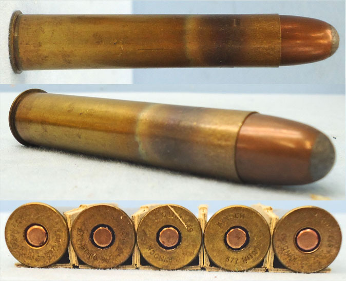 Kynoch INERT DEACTIVATED. British Original 5 Round Carton Of Kynoch .577 x 3 Inch Nitro Express Cartridges. - O 1952  Other Ammunition