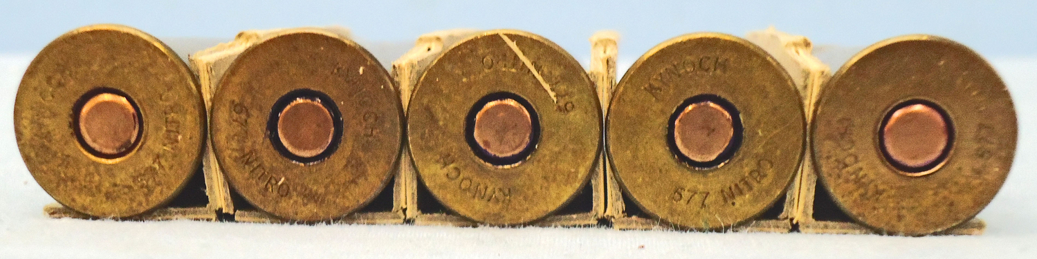 Kynoch INERT DEACTIVATED. British Original 5 Round Carton Of Kynoch .577 x 3 Inch Nitro Express Cartridges. - O 1952  Other Ammunition - {CATEGORY} in 