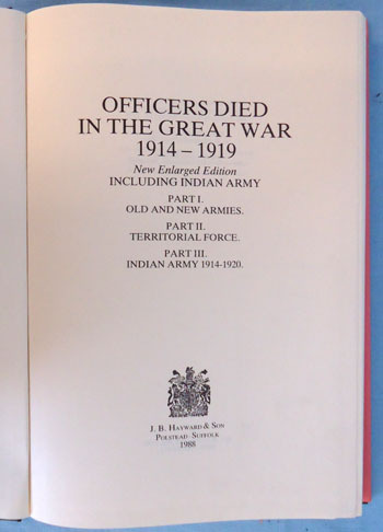 Officers Died In The Great War 1914-1919 J.B.Hayward And Sons Other Accessory