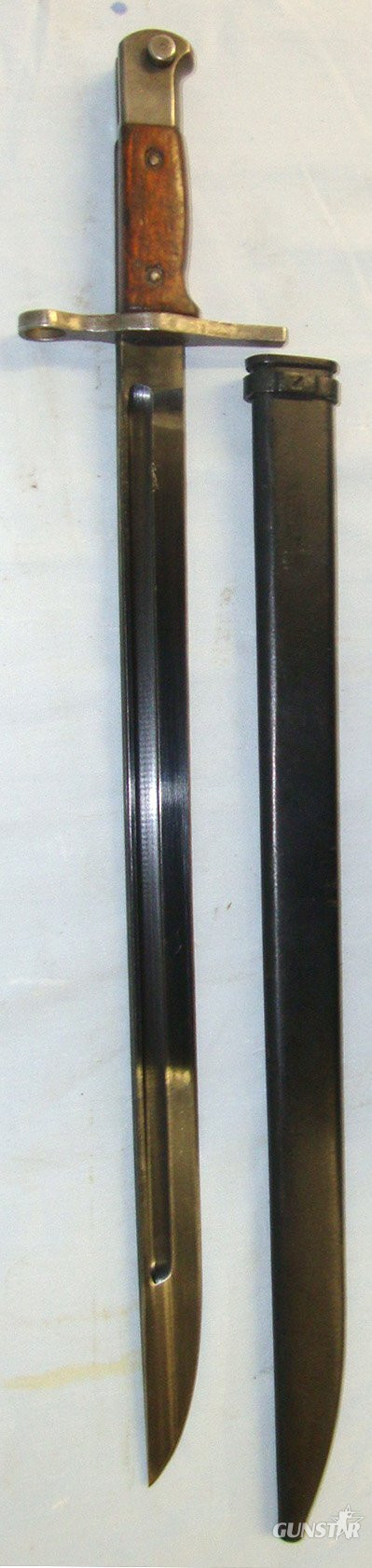 WW2 Japanese Army Type 30 Kokura Arsenal Matsushita Kinzoku KK Arsenal (National Denki) Variation H, 86th Series Arisaka Rifle Sword Bayonet & Scabbard. Sn 23687:6 Bayonet in 