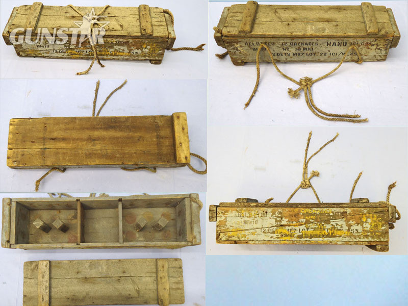  British, WW2 Era, Mills No 36 Hand Grenade Wooden Box G.36 Mark I For 12 36 M grenades and accessories. Sn - 21195 British, WW2 Era, Mills No 36 Hand Grenade Wooden Box G.36 Mark I For 12 36 M grenades and accessories. Sn - 21195  Other Ammunition