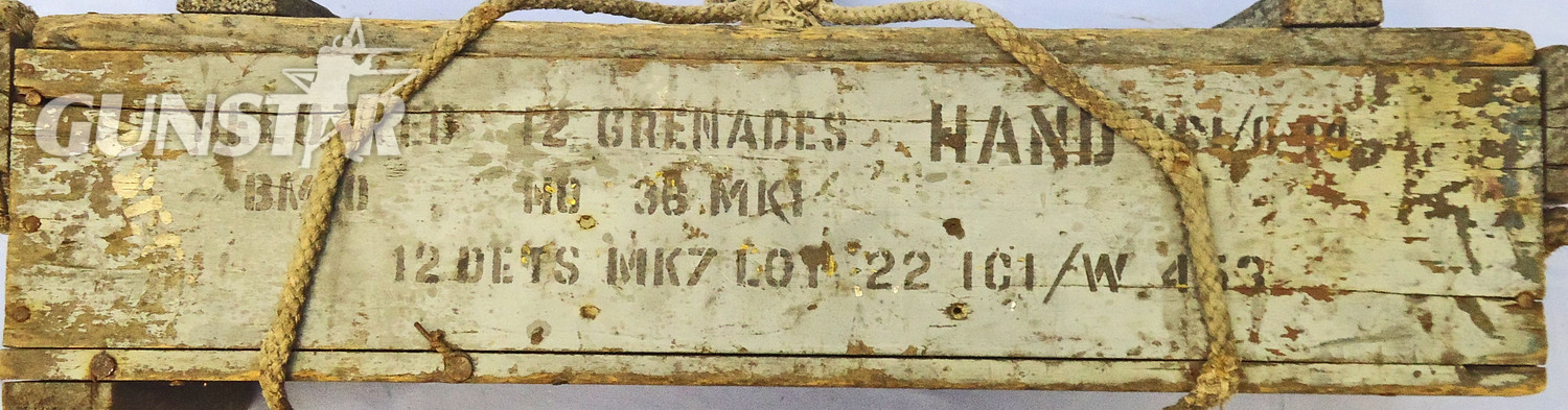 British, WW2 Era, Mills No 36 Hand Grenade Wooden Box G.36 Mark I For 12 36 M grenades and accessories. Sn - 21195 British, WW2 Era, Mills No 36 Hand Grenade Wooden Box G.36 Mark I For 12 36 M grenades and accessories. Sn - 21195  Other Ammunition - {CATEGORY}