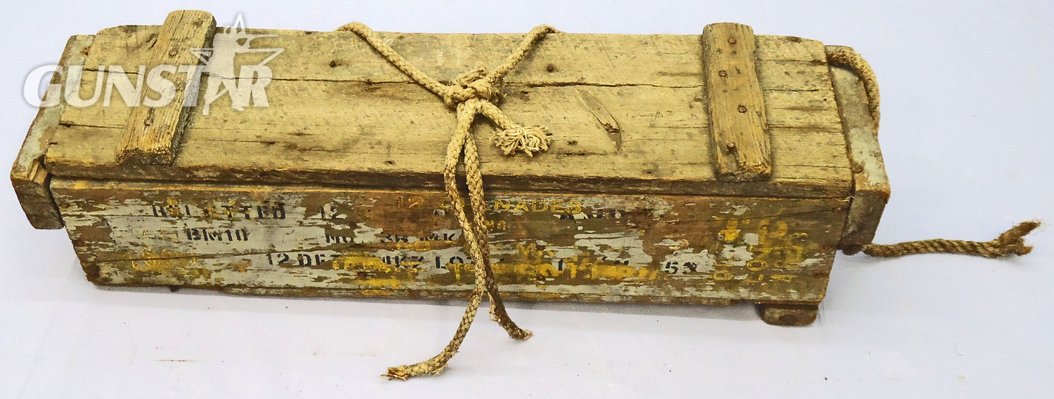 British, WW2 Era, Mills No 36 Hand Grenade Wooden Box G.36 Mark I For 12 36 M grenades and accessories. Sn - 21195 British, WW2 Era, Mills No 36 Hand Grenade Wooden Box G.36 Mark I For 12 36 M grenades and accessories. Sn - 21195  Other Ammunition 