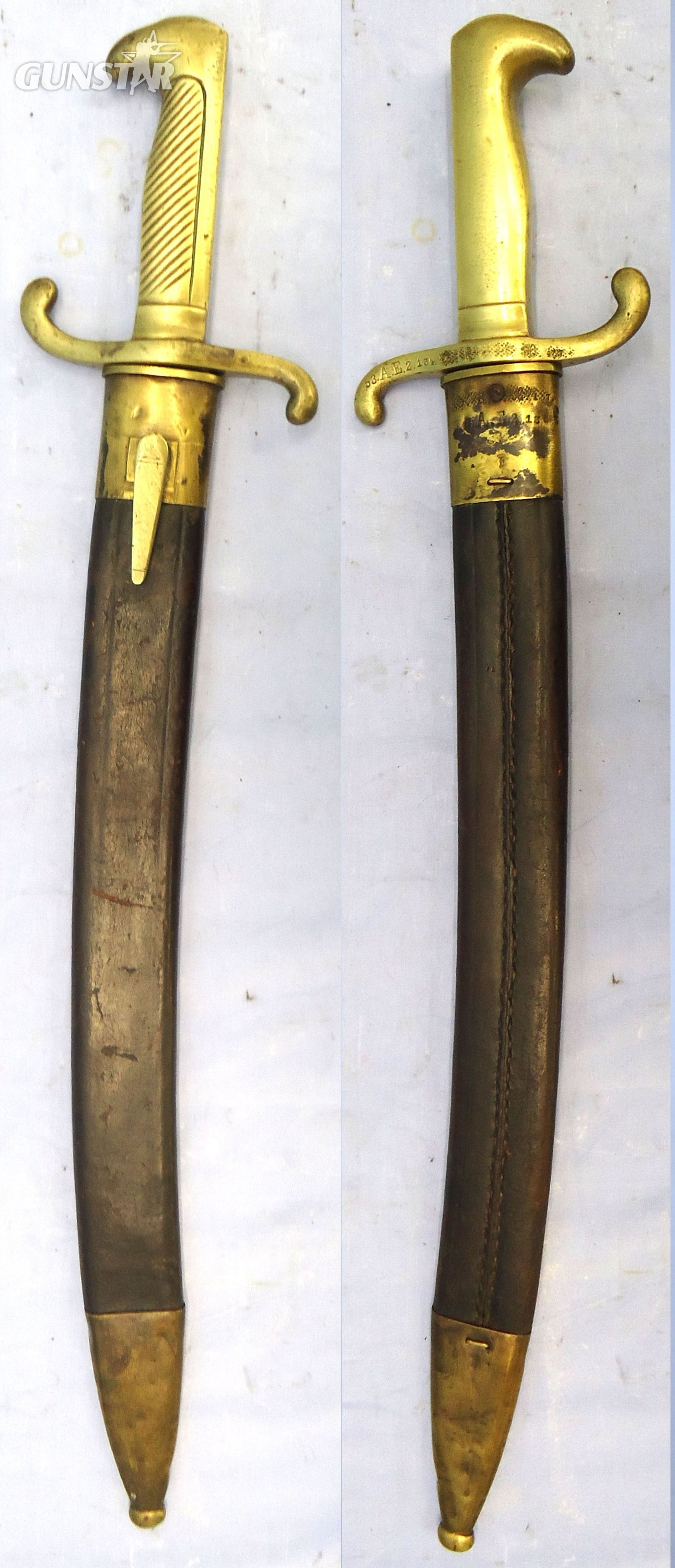 Prussian 1864 Pattern Infantry Pioneer’s Short Sword Faschinenmesser Infantry Sidearm by Clemen & Jung, Solingen & scabbard, Regiment Marked 35.AC (35th (Brandenburg) Fusiliers (Prince Henry of Prussia)). Sn 23478:102 Sword