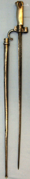French Lebel M 1886 White Metal Hilt Bayonet With Down Swept Hook Quillon & Scab Bayonet