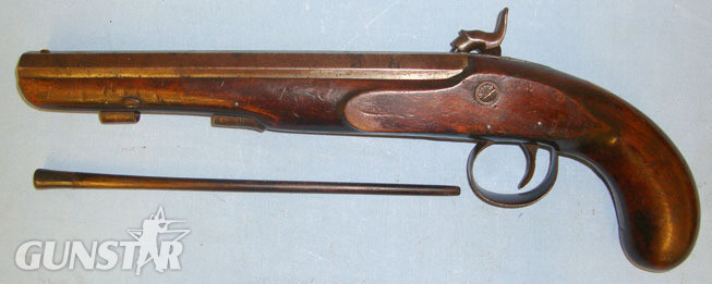Edward Wilson, Liverpool 32 Bore Nipple & Drum Percussion Converted From Flintlock Holster Pistol With Oc None Muzzleloader