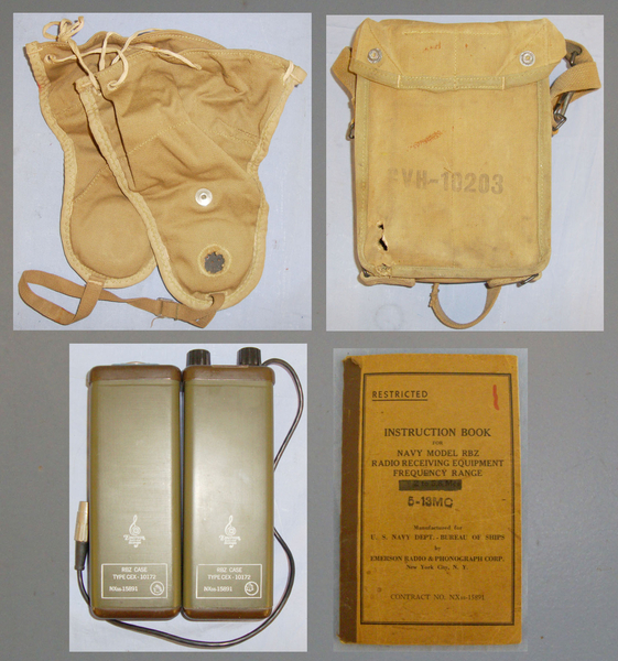  WWII RBZ Receiver with Original Canvas Carry Bag, Skull Cap and Instruction Manual (Modified Power Supply- For Display Purposes Only). 20594. WWII RBZ Receiver with Original Canvas Carry Bag, Skull Cap and Instruction Manual (Modified Power Supply- For Display Purposes Only). 20594. Antique & Militaria