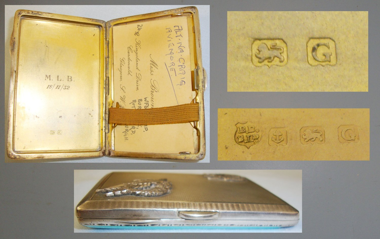 1932 Solid Silver & Enamel Polish Airborne Cigarette Case. MISC 113. 1932 Solid Silver & Enamel Polish Airborne Cigarette Case. MISC 113.  Antique & Militaria