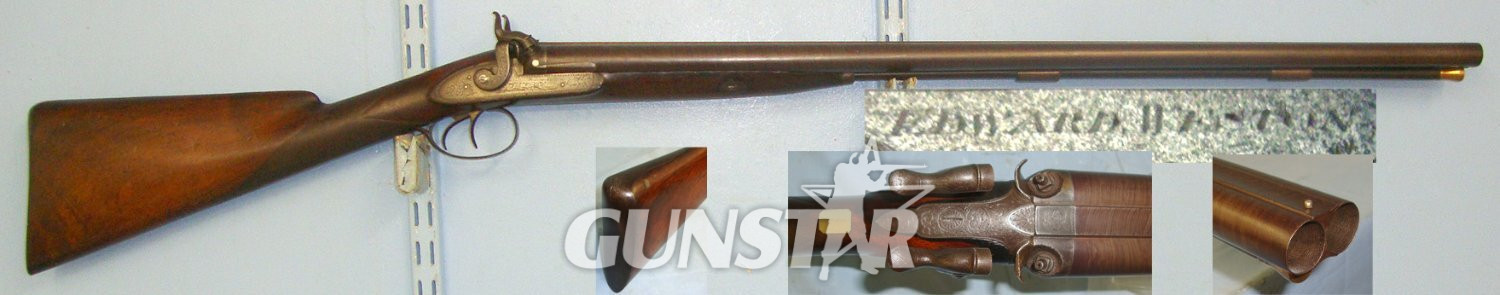 SOLD  SOLD   SOLD  QUALITY**C1823-1839 English, Edward Weston (Lewes & Brighton) Double Damascus Barrels 12 Bore Muzzle Loading Percussion Shotgun. Sn 22369  Muzzleloader 12 Bore/gauge in 