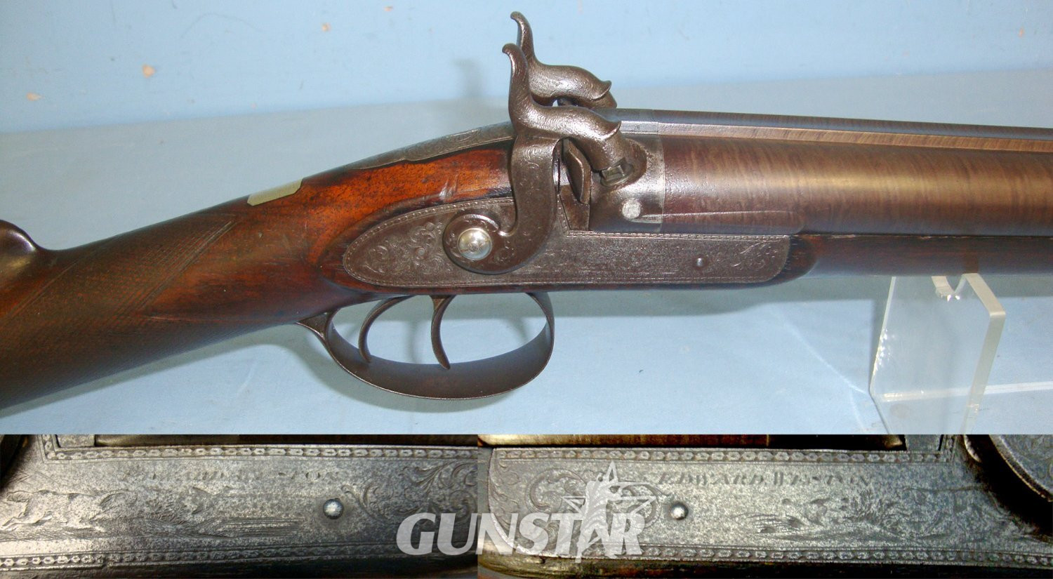 SOLD  SOLD   SOLD  QUALITY**C1823-1839 English, Edward Weston (Lewes & Brighton) Double Damascus Barrels 12 Bore Muzzle Loading Percussion Shotgun. Sn 22369  Muzzleloader 12 Bore/gauge