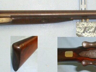 SOLD  SOLD   SOLD  QUALITY**C1823-1839 English, Edward Weston (Lewes & Brighton) Double Damascus Barrels 12 Bore Muzzle Loading Percussion Shotgun. Sn 22369  Muzzleloader 12 Bore/gauge