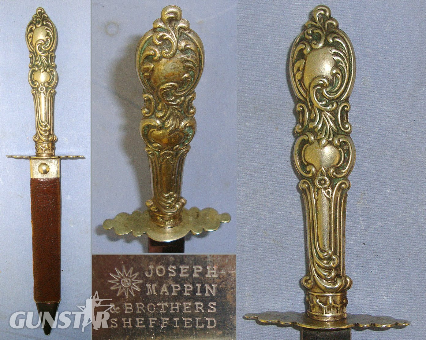 QUALITY MAKER**Victorian English Joseph Mappin & Brothers Sheffield German Silver Cutlery Hilt Spear Point Bowie Knife & Open Top Scabbard. Sn 22964 Knive