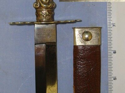 QUALITY MAKER**Victorian English Joseph Mappin & Brothers Sheffield German Silver Cutlery Hilt Spear Point Bowie Knife & Open Top Scabbard. Sn 22964 Knive