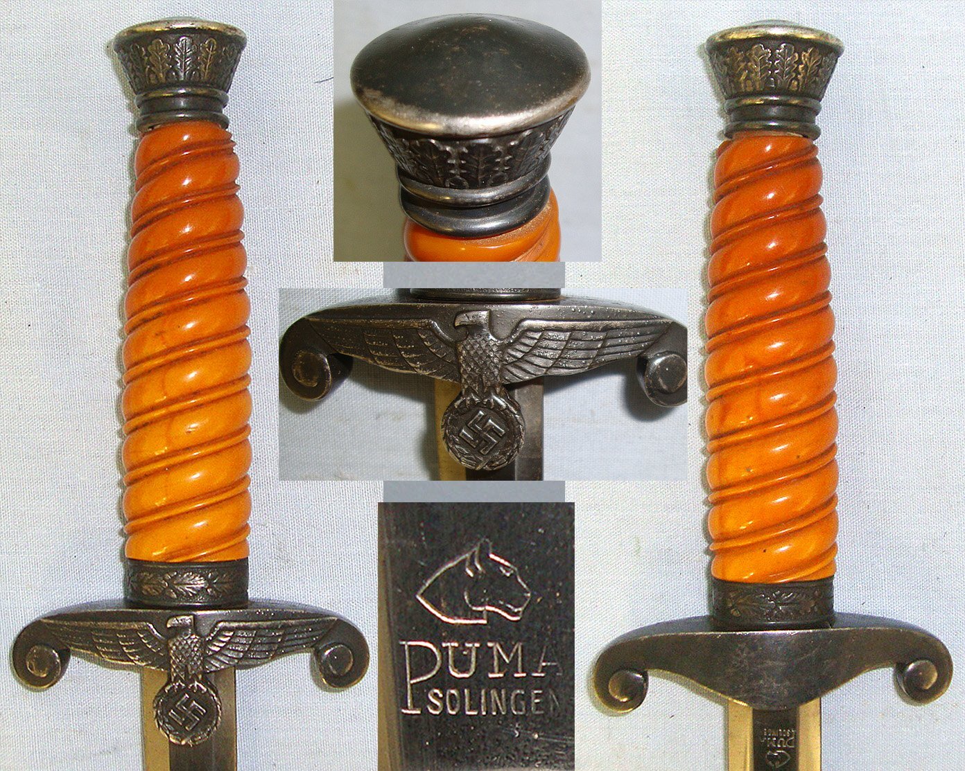 WW2 Era 1935 Pattern Puma Solingen, Nazi German Heer / Army Officer's Dagger & Scabbard. ED 3049 - Dagger