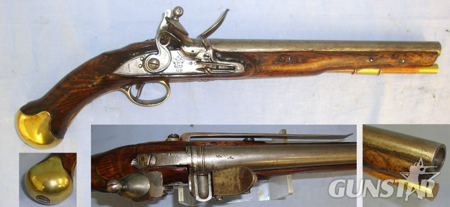 RARE**Napoleonic Battle Of Trafalgar Era**Georgian, English Board Of Ordnance Enfield Tower, Long Sea Service .577” Regulation Calibre, Flintlock Pistol With Belt Bar & Regulation Brass Fittings Including Cudgel Butt. Sn 23493 sea service .577 Muzzleloader in 
