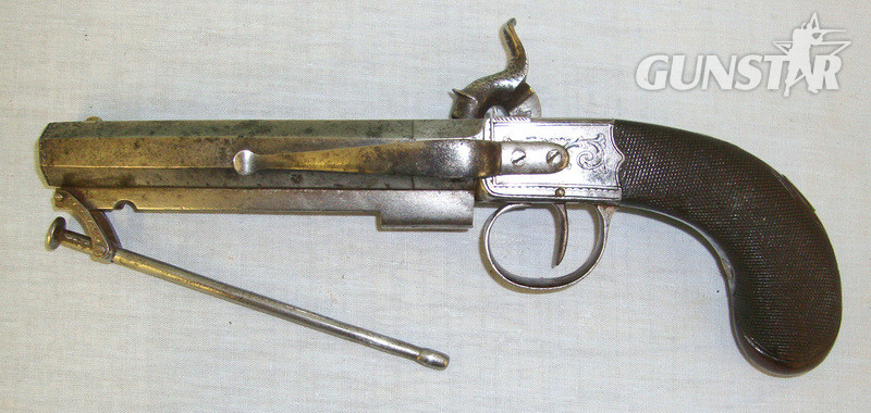  C1840 English Towlson Marlborough (Wiltshire) & Newbury (Berkshire) Steel Frame 50 Bore Belt Pistol With Octagonal Barrel, Belt Bar & Captive Ramrod. None Muzzleloader