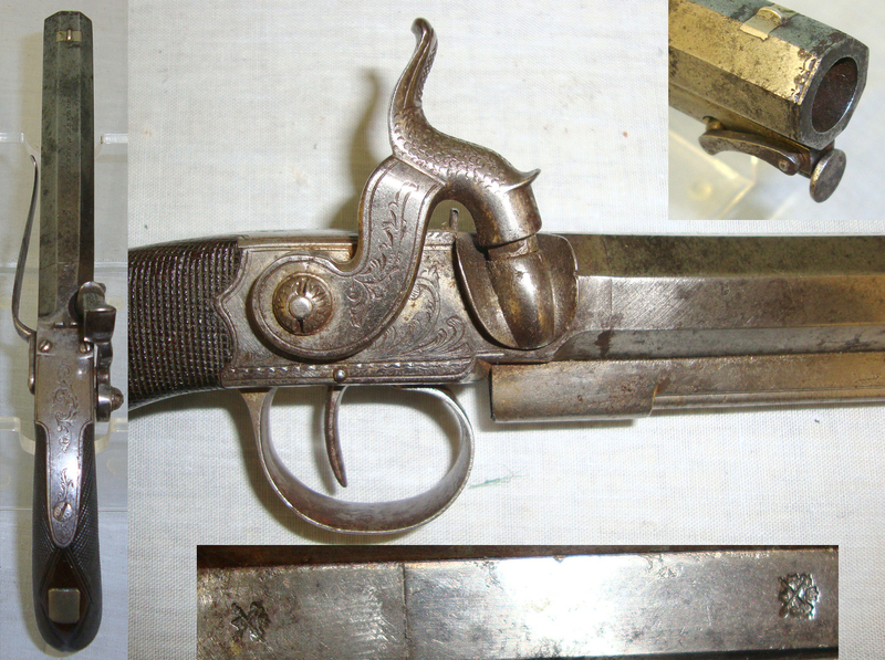 C1840 English Towlson Marlborough (Wiltshire) & Newbury (Berkshire) Steel Frame 50 Bore Belt Pistol With Octagonal Barrel, Belt Bar & Captive Ramrod. None Muzzleloader