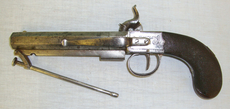  C1840 English Towlson Marlborough (Wiltshire) & Newbury (Berkshire) Steel Frame 50 Bore Belt Pistol With Octagonal Barrel, Belt Bar & Captive Ramrod. None Muzzleloader