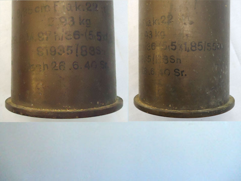  DEACTIVATED INERT. Rare, German, WW2, 1940 Dated, 8.35 cm Flak 22 (t). (Czech 8.35cm VZ23) 8.35 x 680R Anti-Aircraft Gun Cartridge Case. - O 1768 DEACTIVATED INERT. Rare, German, WW2, 1940 Dated, 8.35 cm Flak 22 (t). (Czech 8.35cm VZ23) 8.35 x 680R Anti-Aircraft Gun Cartridge Case. - O 1768  Other Ammunition