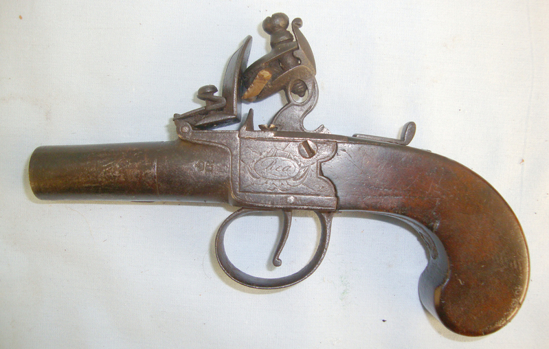  Thomas & John Rea 54 Bore Flintlock Pocket Pistol With Turn Off Barrel. .54 Cal Muzzleloader Muzzleloader