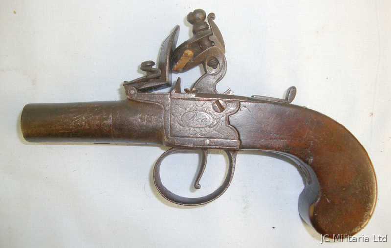  Thomas & John Rea 54 Bore Flintlock Pocket Pistol With Turn Off Barrel. .54 Cal Muzzleloader Muzzleloader