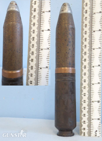 INERT DEACTIVATED. WW2 1945 Dated German 30 mm MK108 (30x90RB) Tar Filled Practice (M geschloss) Aircraft Cannon Round. - O 1089 INERT DEACTIVATED. WW2 1945 Dated German 30 mm MK108 (30x90RB) Tar Filled Practice (M geschloss) Aircraft Cannon Round. - O 1089  Other Ammunition in 