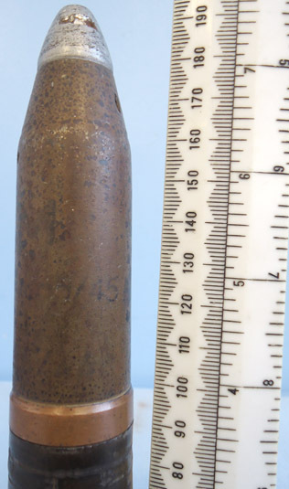  INERT DEACTIVATED. WW2 1945 Dated German 30 mm MK108 (30x90RB) Tar Filled Practice (M geschloss) Aircraft Cannon Round. - O 1089 INERT DEACTIVATED. WW2 1945 Dated German 30 mm MK108 (30x90RB) Tar Filled Practice (M geschloss) Aircraft Cannon Round. - O 1089  Other Ammunition