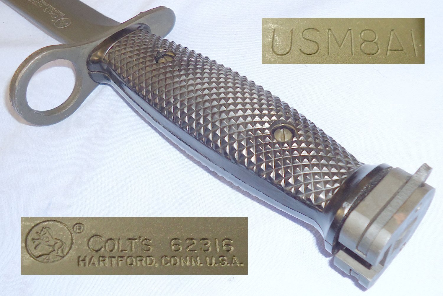 Scarce* U.S M7 Bayonet & M8A1 Sheath by Manufacturer Colt for the M16 Rifle. 22233. Bayonet