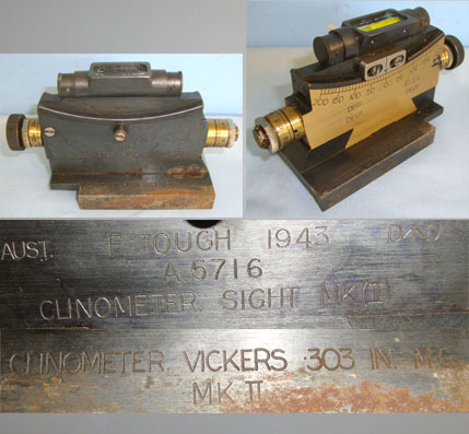 WW2 1943 British WD Ausralian F.Tough Manufactured Vickers Heavy Machine Gun Clinometer Sight MK II With Correct Spirit Level & 1944 Dated Leather Case By JCS. OPT 834 WW2 1943 British WD Ausralian F.Tough Manufactured Vickers Heavy Machine Gun Clinometer Sight MK II With Correct Spirit Level & 1944 Dated Leather Case By JCS. OPT 834 Sight & Optic